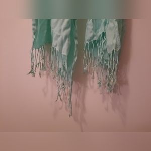 Aqua Scarf With Fringe